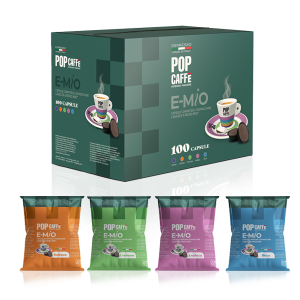 Capsule E-Mio Miscele Intenso, Cremoso, Arabica e Deca.